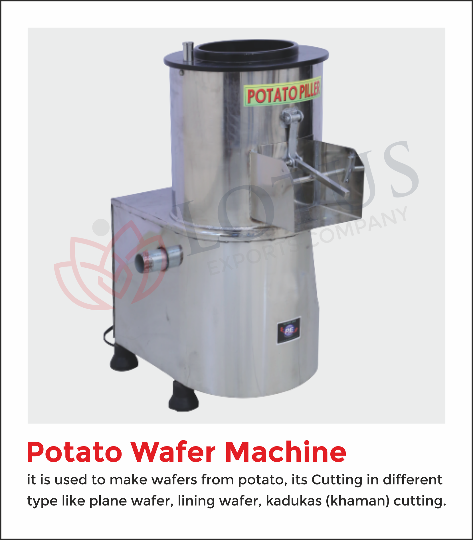 Potato Wafer Machine Capacity: 90 Kg/hr