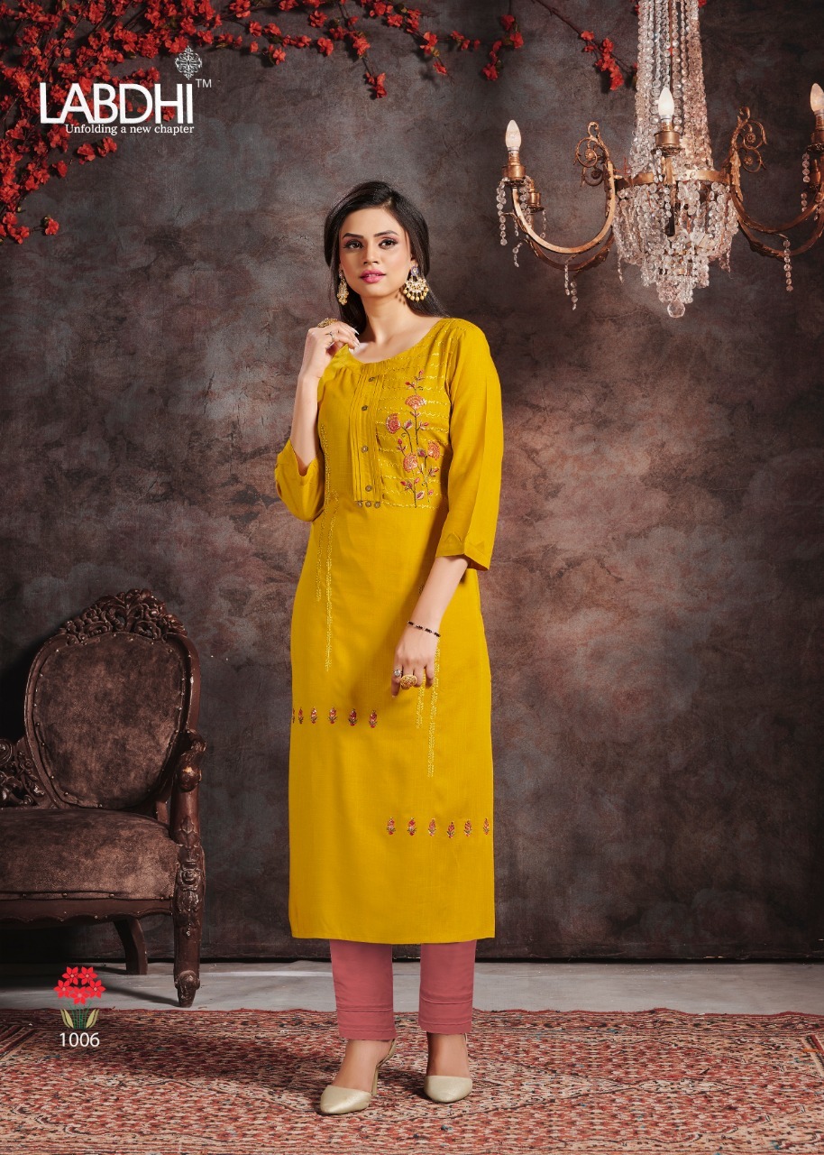 Washable Vamika By Labdhi Rayon Slub Kurtis With Pant