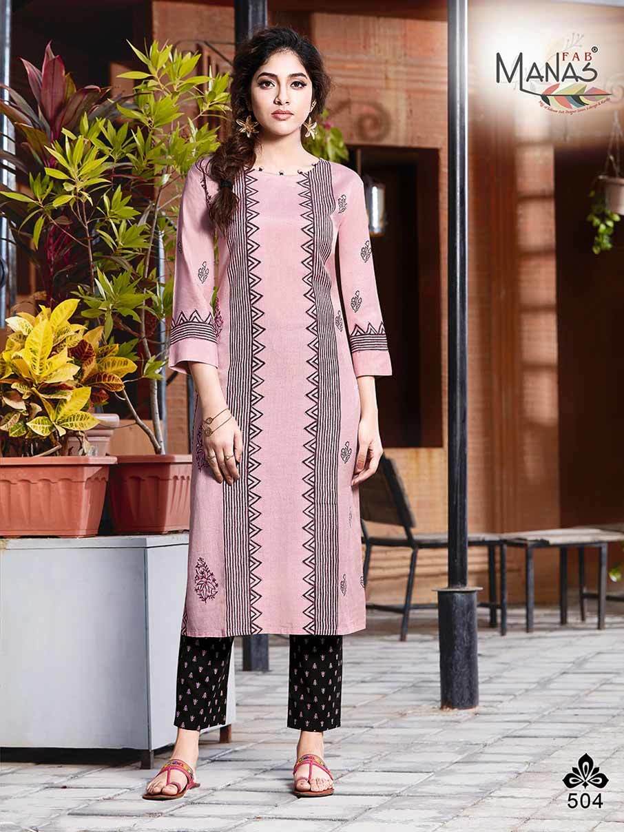 Washable Livaa Teg Viscose Linen Flax Kurtis With Pant