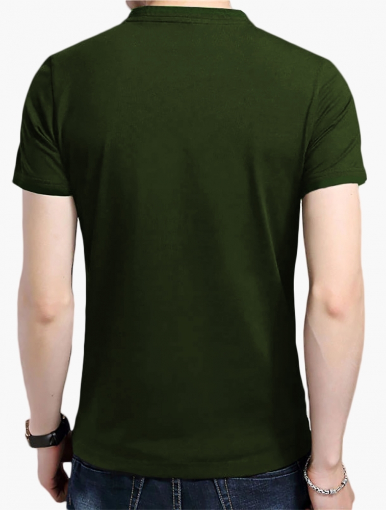 Men Round Neck Half Sleeve Green T Shirt - Cotton, Sizes S-xxl, Bottle Melange Color, Short Sleeve Style | Slim Fit Design For Modern Fashion