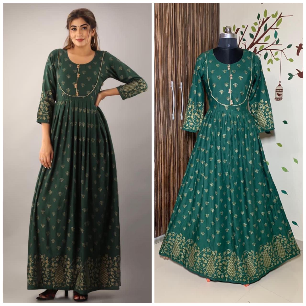 Indian Beautiful Gown Collection With Gold Print