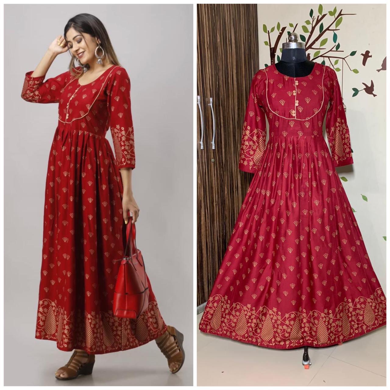 Indian Beautiful Gown Collection With Gold Print