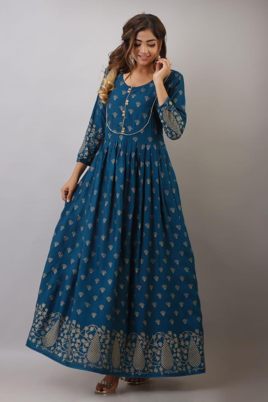 Indian Beautiful Gown Collection With Gold Print