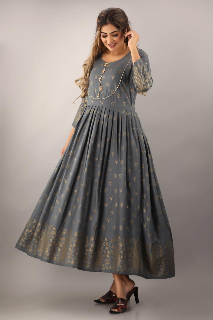 Indian Beautiful Gown Collection With Gold Print