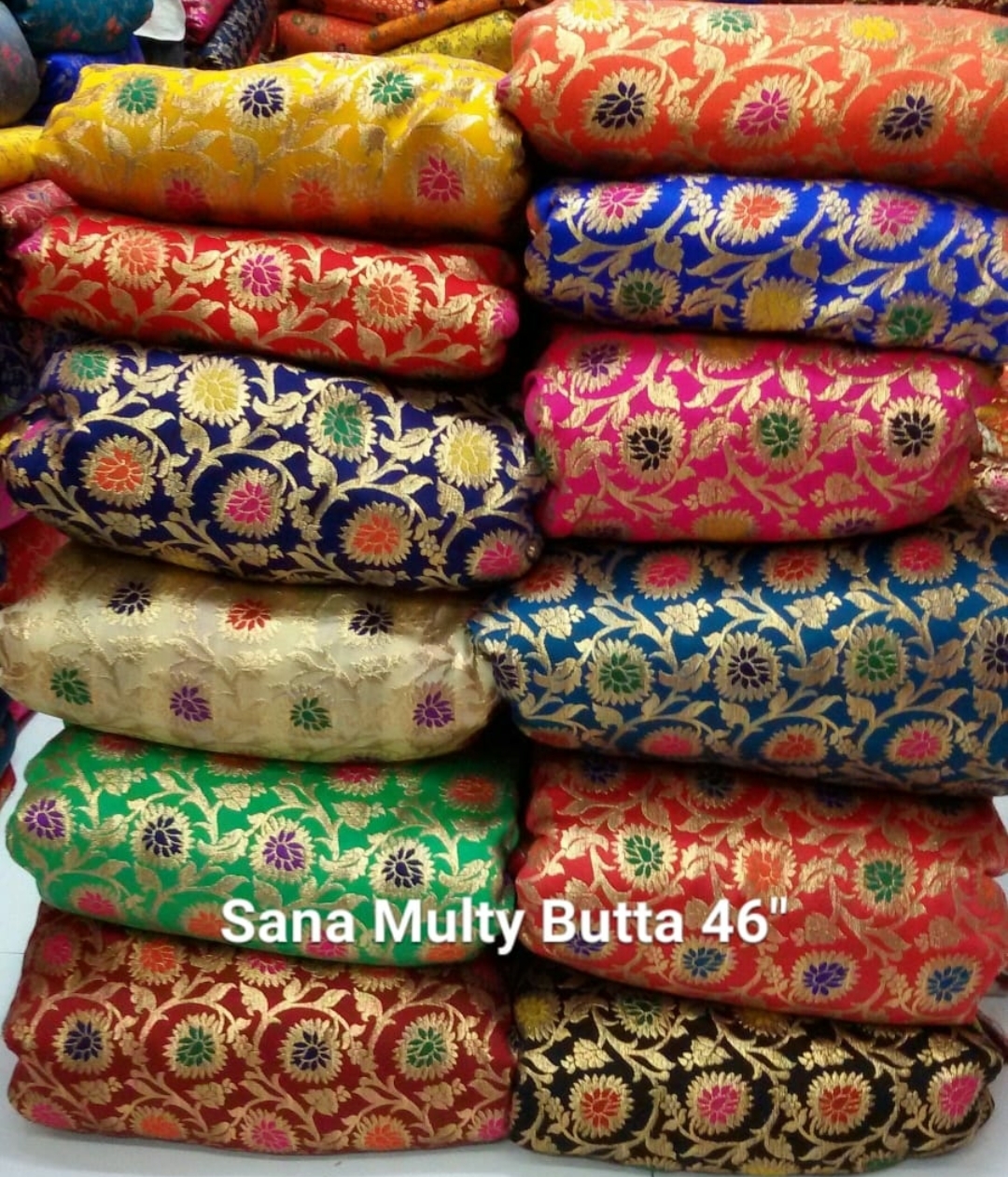 Sana Multi Butta Fabrics - Jacquard Fabric 100 Cm Length, 46" Width | Washable, Available In Various Light & Dark Colours, Multipurpose Use
