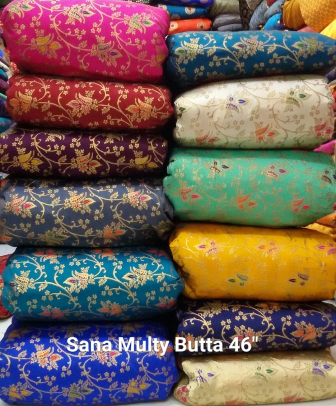 Sana Multi Butta Fabrics - Jacquard Fabric 100 Cm Length, 46" Width | Washable, Available In Various Light & Dark Colours, Multipurpose Use