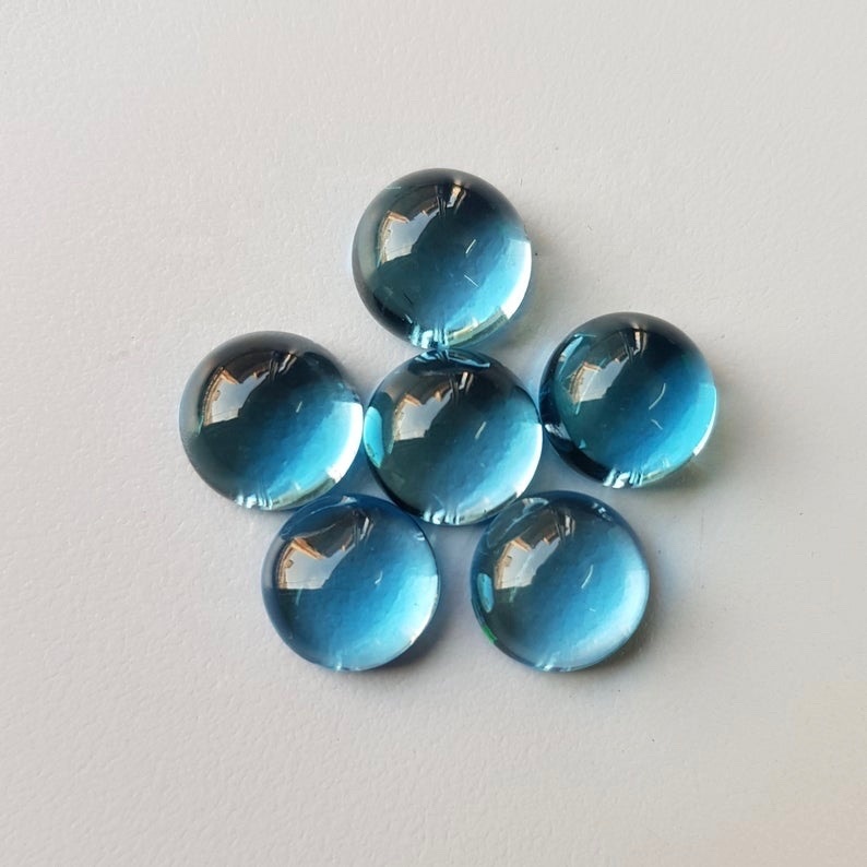 9mm Swiss Blue Topaz Round Cabochon Loose Gemstones Grade: Aaa
