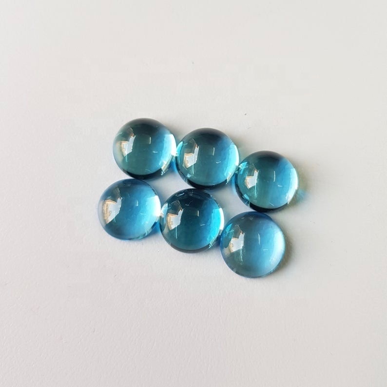 9mm Swiss Blue Topaz Round Cabochon Loose Gemstones Grade: Aaa
