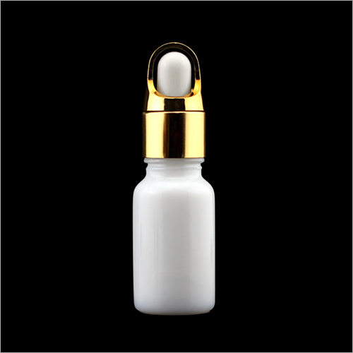 Essential Oil Bottle - 10 ml, 3.5 x 1.5 Inches | Glass, White with Gold Dropper Closure, Bulk Packaging