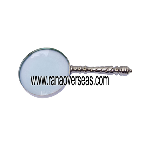 Silver Magnifying Glass With Handle For Science Reading Book, Inspection, Coins