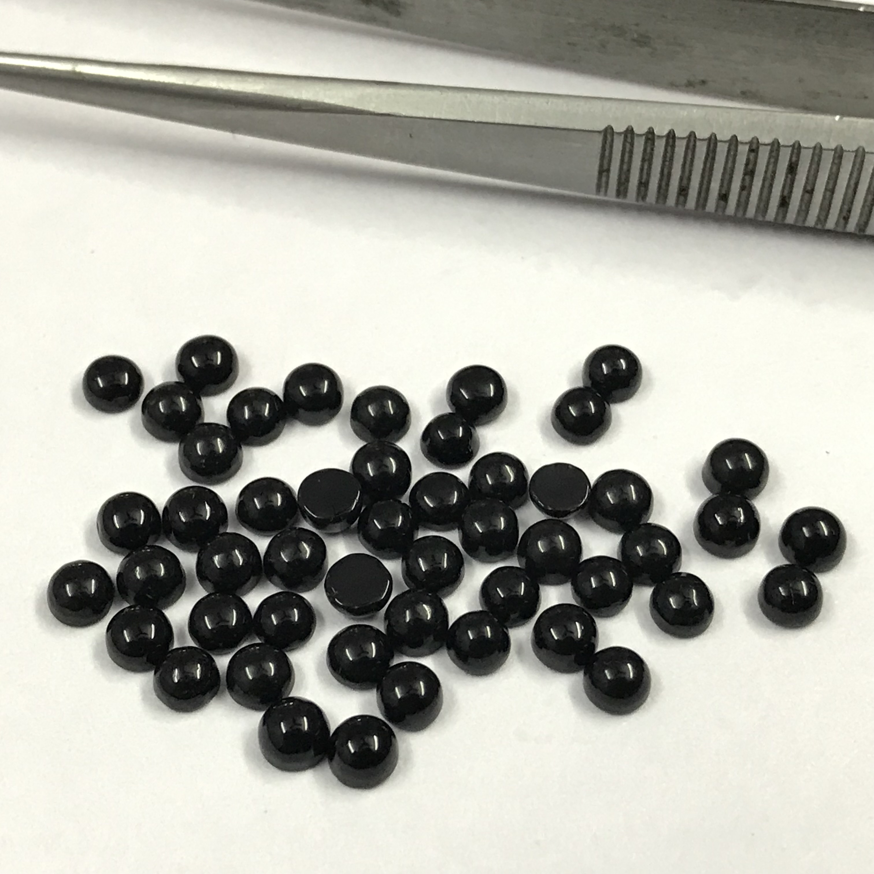 4mm Black Onyx Round Cabochon Loose Gemstones Grade: Aaa