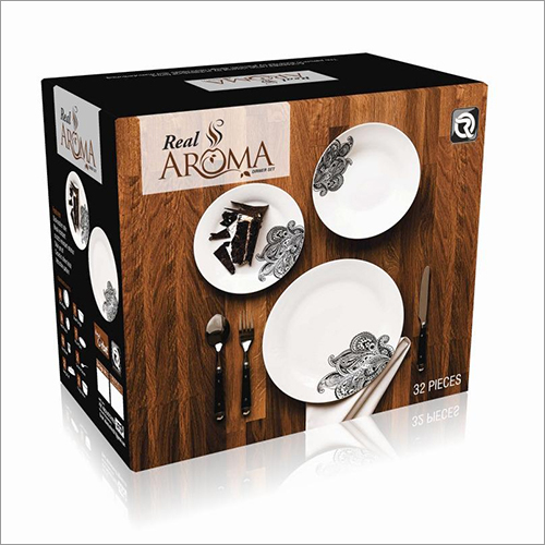 32 Pcs Melamine Dinner Set - Glossy Finish, Eco-friendly Design In Black & White | Durable, Washable, Elegant Look