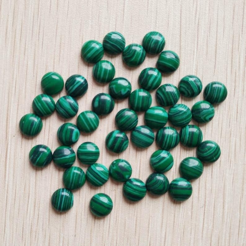 6mm Malachite Round Cabochon Loose Gemstones Grade: Aaa