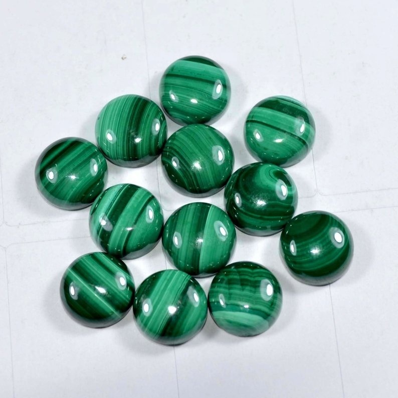 Malachite Gemstone - 10mm Round Cabochon | Aaa Quality Natural Green Stone