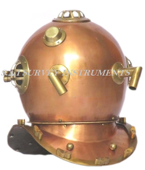 Nautical Diver Helmet - Copper & Brass Antique Finish, 14" X 15.5" X 16" Dimensions, Handmade Craftsmanship, Unique Collector's Marine Reproduction