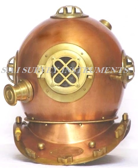 Nautical Diver Helmet - Copper & Brass Antique Finish, 14" X 15.5" X 16" Dimensions, Handmade Craftsmanship, Unique Collector's Marine Reproduction