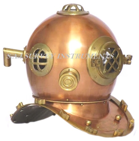 Nautical Diver Helmet - Copper & Brass Antique Finish, 14" X 15.5" X 16" Dimensions, Handmade Craftsmanship, Unique Collector's Marine Reproduction