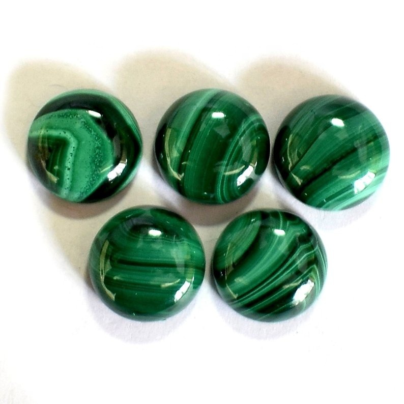 Malachite Round Cabochon - 12mm Natural Gemstone | Aaa Grade Excellent Quality Vibrant Green Color