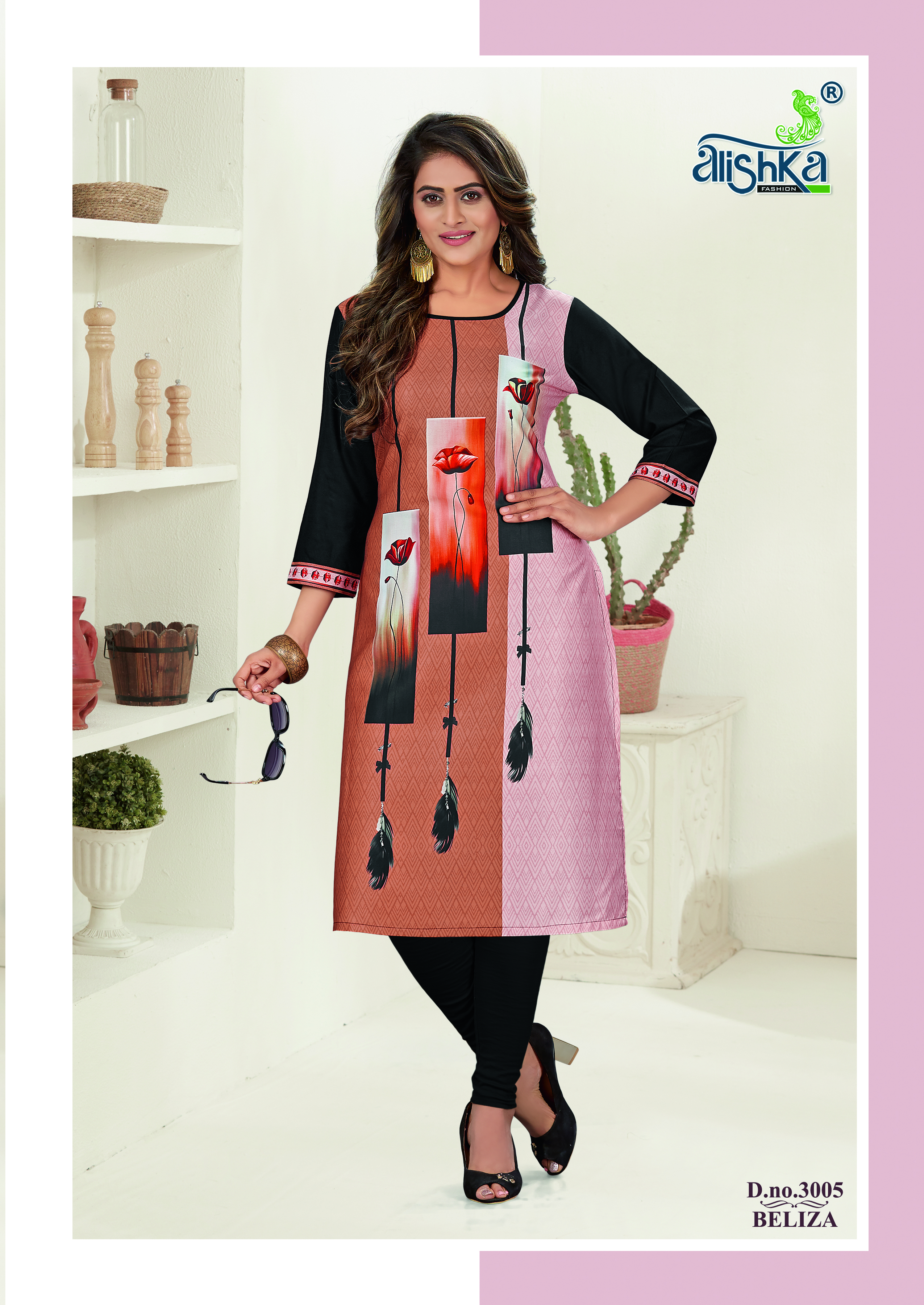 Digital Print Kurtis - Crepe Straight Kurti, Sizes L, M, Xl, Xxl, 8 Colors Available, Simple Style For Casual Daily Wear, Washable, All Seasons