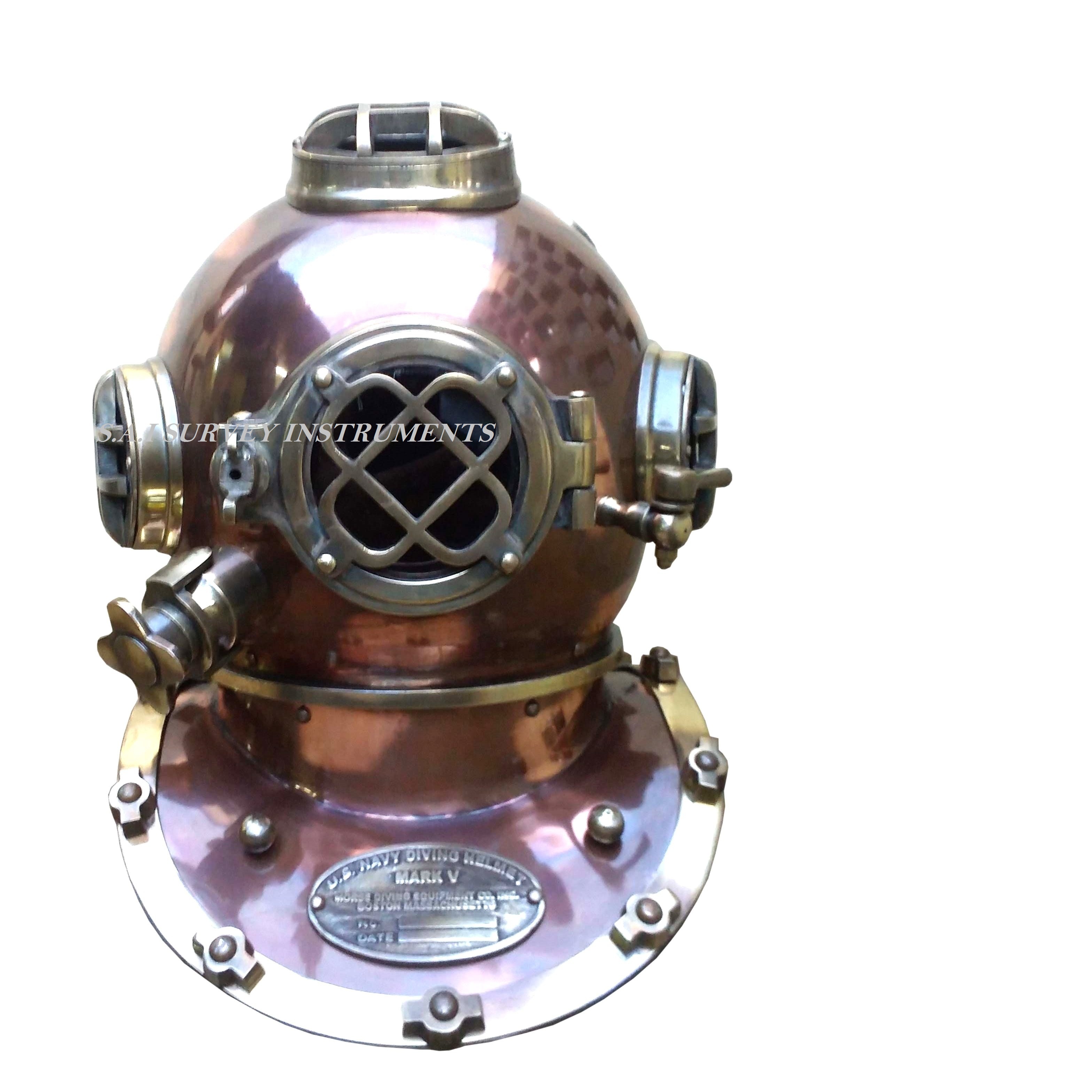 Copper & Brass Antique Nautical Scuba Diving Helmet - 14" X 15.5" X 16" | Features Custom Design, Handmade Craftsmanship, Multiple Metal Types