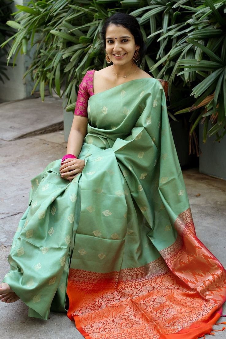 Elegant Art Silk Jacquard Border Saree - Soft Lichi Silk Cloth, Multi Colour | Beautiful Rich Pallu, Unstitched Blouse, Perfect For Weddings And Parties