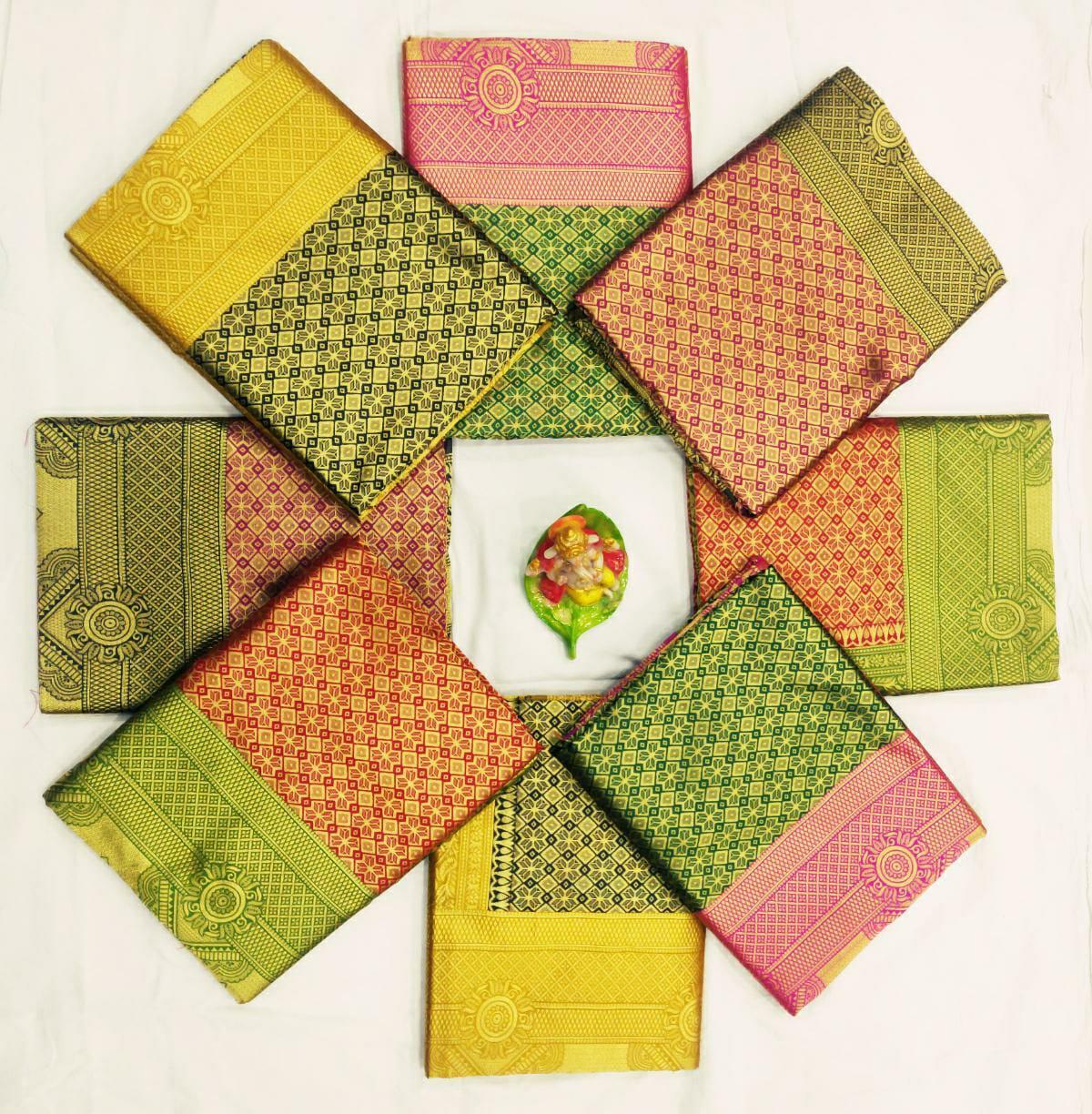 Ladies Soft Lichi Silk Saree - Beautiful Rich Pallu & All Over Jacquard Work, Multi Color For Traditional Occasions