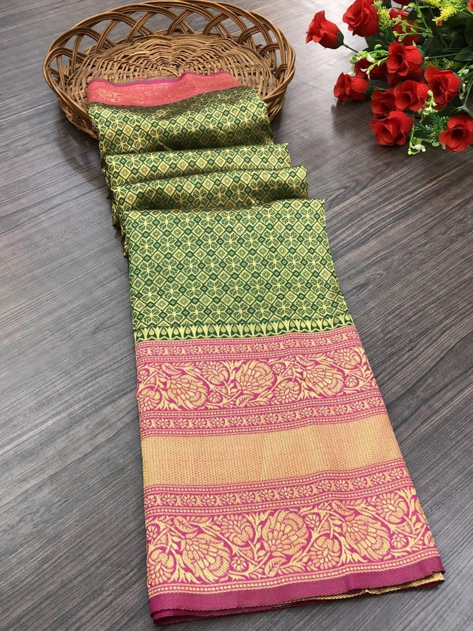Ladies Soft Lichi Silk Saree - Beautiful Rich Pallu & All Over Jacquard Work, Multi Color For Traditional Occasions