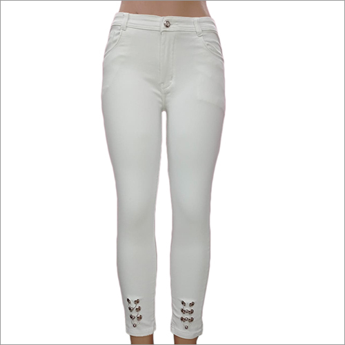 व्हाइट लेडीज़ एंकल फिट जींस