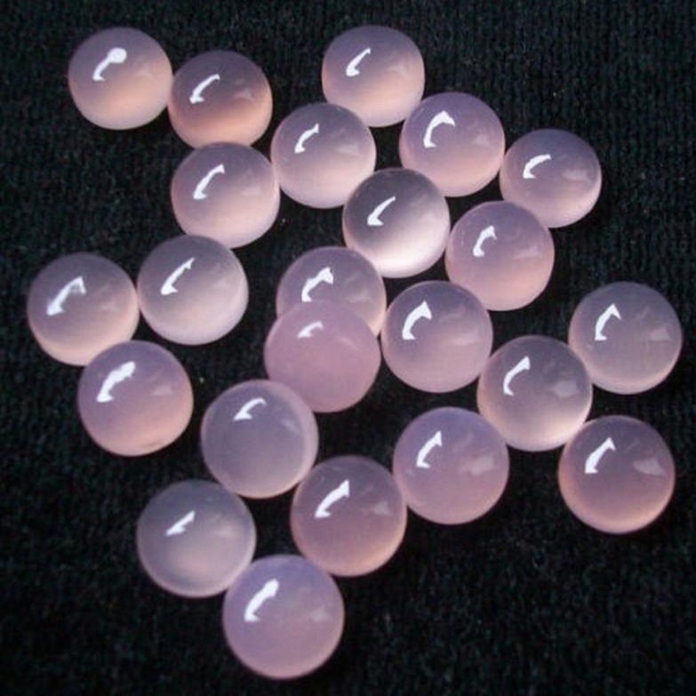 4mm Pink Chalcedony Round Cabochon Loose Gemstones Grade: Aaa