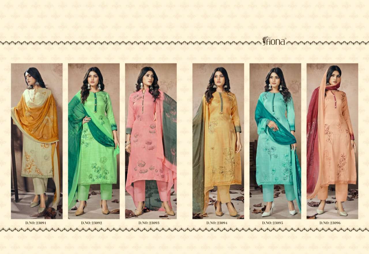 Multi Color Fiona Nazakat Jam Silk With Hand Work Designer Salwar Suit Catalog