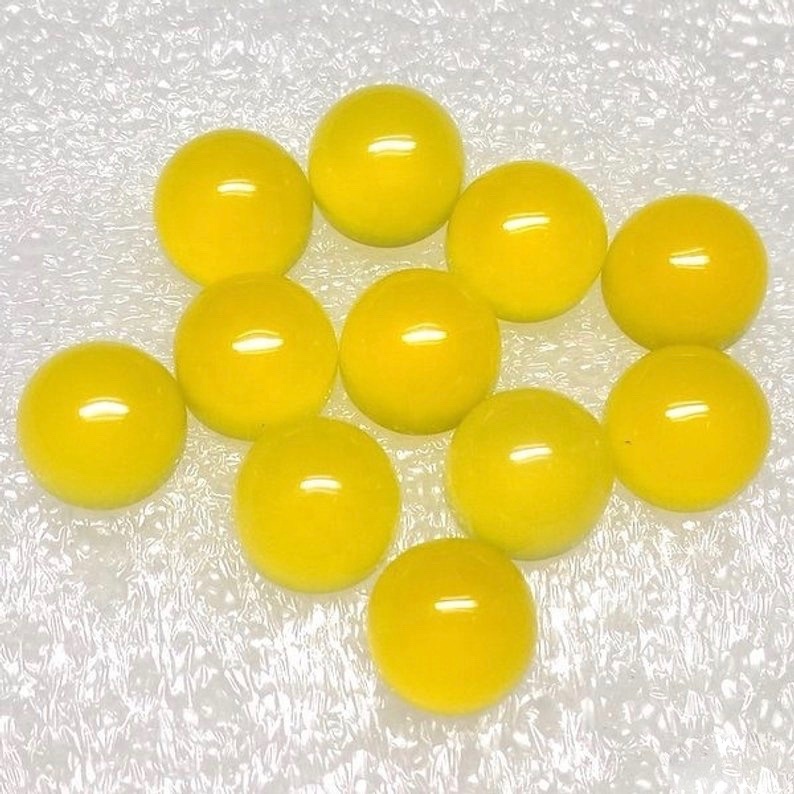 8mm Yellow Chalcedony Round Cabochon Loose Gemstones Grade: Aaa