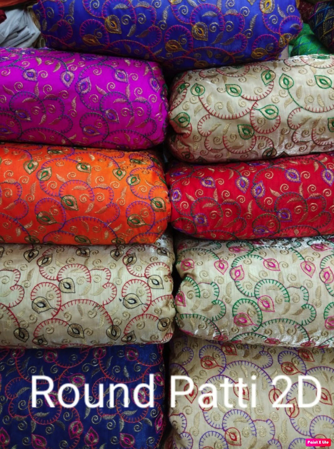 Embroidery Fabric - Satin Banglori, 44" Width With Light & Dark Colors, Embroidered Texture & Multipurpose Use