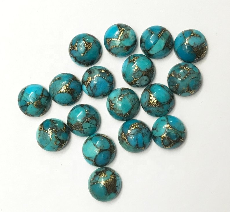 12mm Blue Copper Turquoise Round Cabochon Loose Gemstones Grade: Aaa