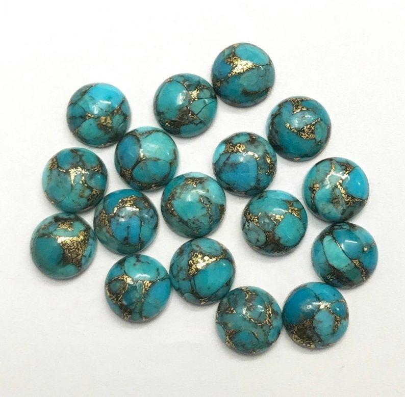 12mm Blue Copper Turquoise Round Cabochon Loose Gemstones Grade: Aaa