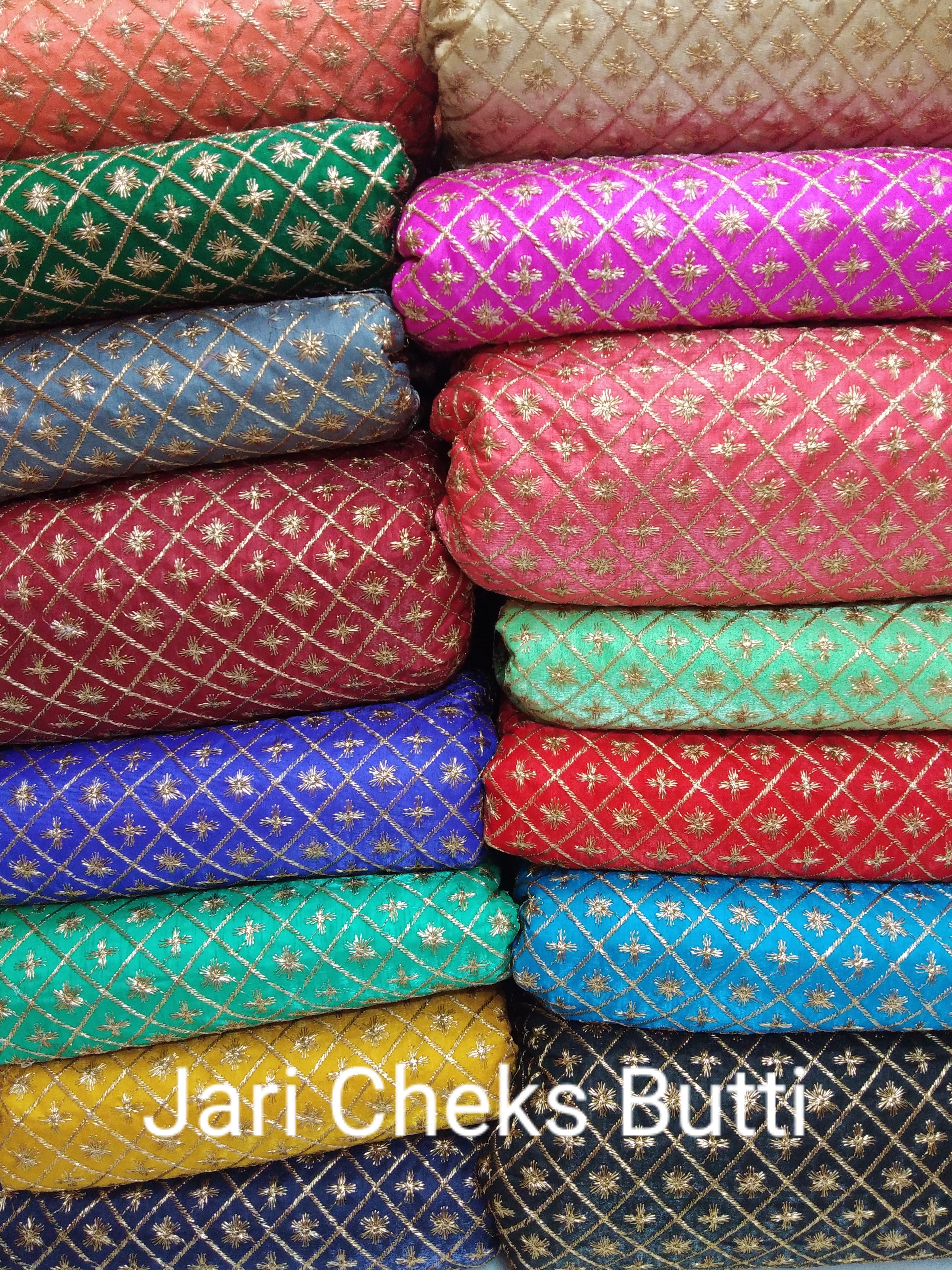 Allover Zari Embroidery - Embroidered Fabric 44" Width, 100 Cm Length, Available In All Light & Dark Colors For Multipurpose Use