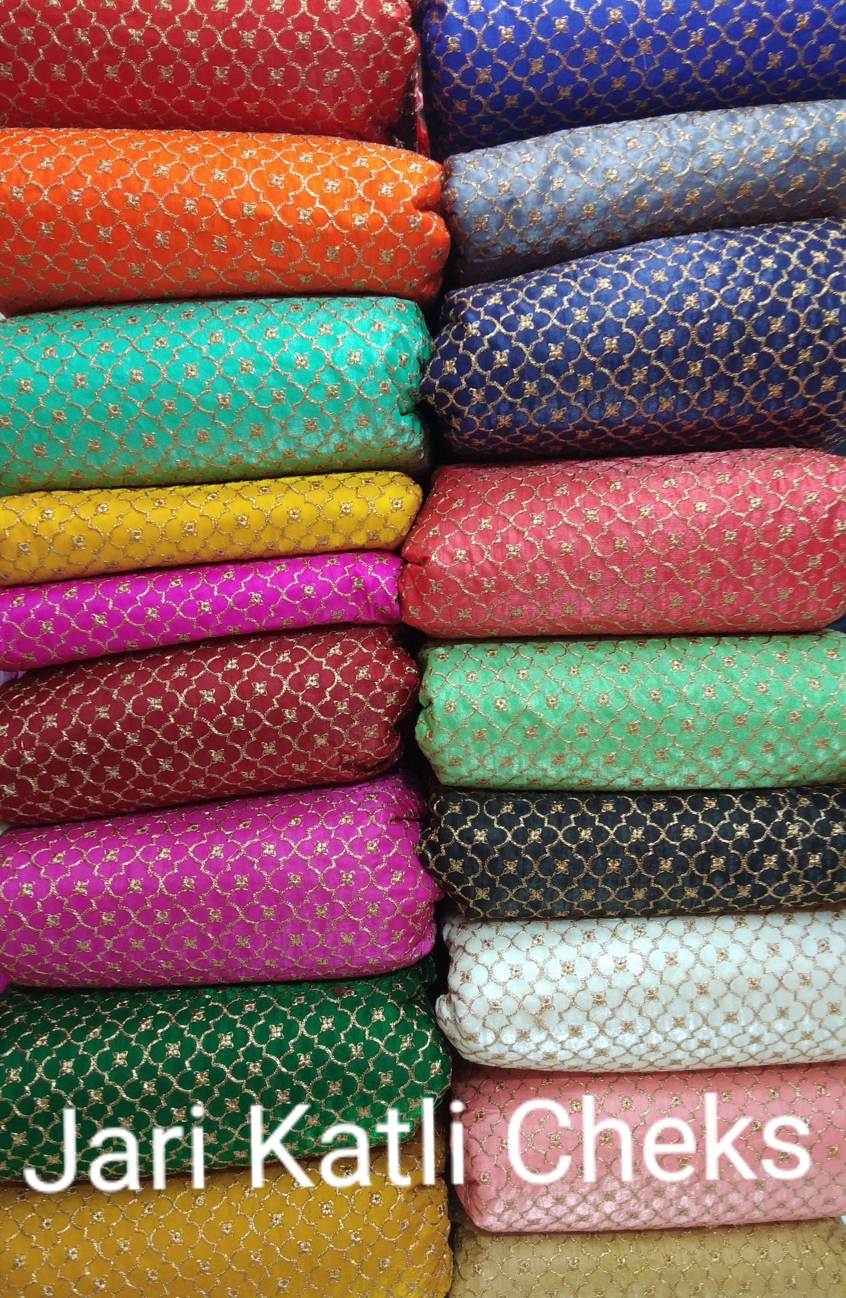 Allover Zari Embroidery - Embroidered Fabric 44" Width, 100 Cm Length, Available In All Light & Dark Colors For Multipurpose Use