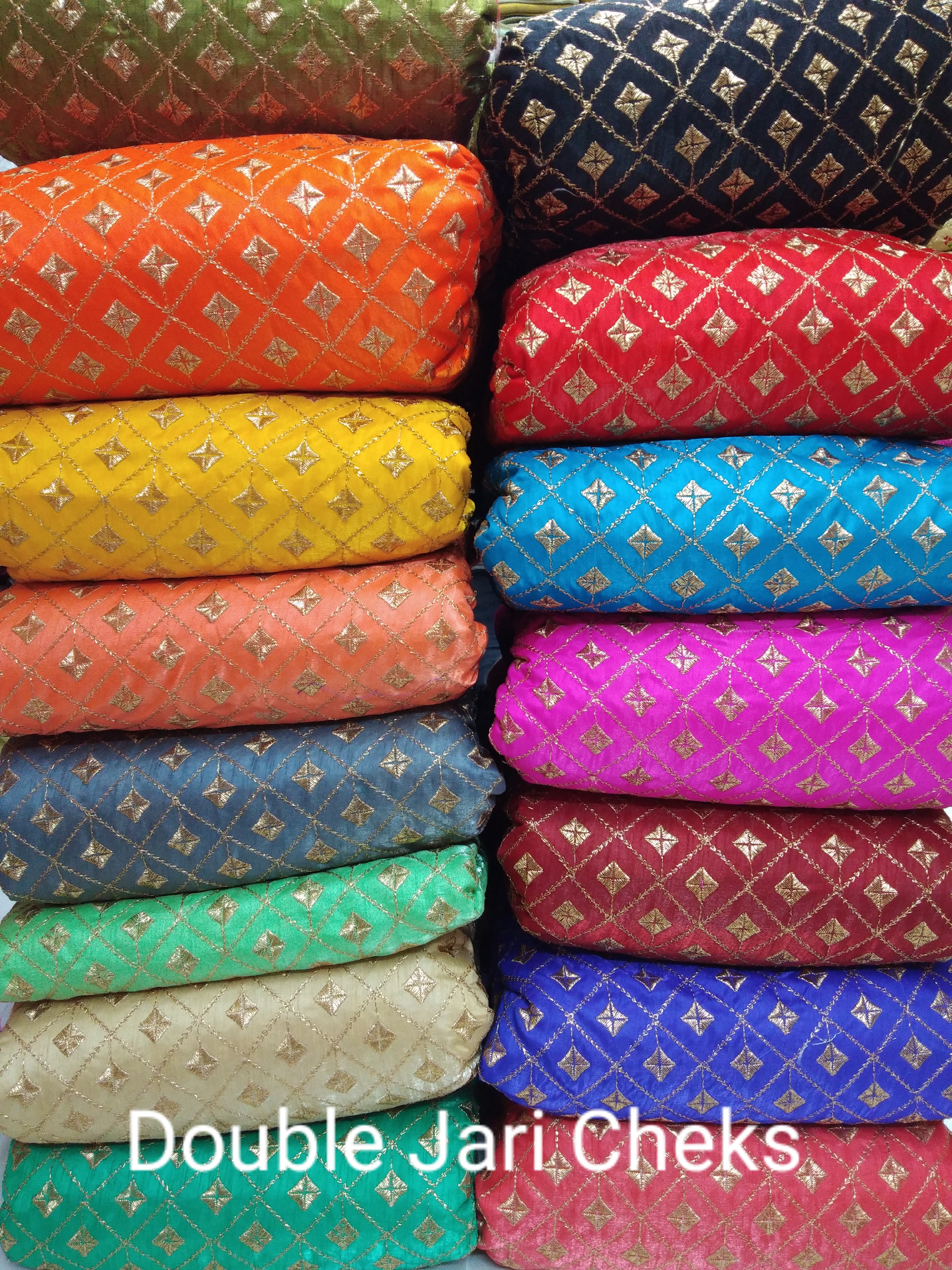 Allover Zari Embroidery - Embroidered Fabric 44" Width, 100 Cm Length, Available In All Light & Dark Colors For Multipurpose Use