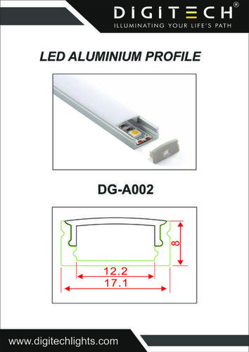 सिल्वर एनोडाइज्ड फिनिश डीजी A002 एलईडी एल्युमिनियम प्रोफाइल