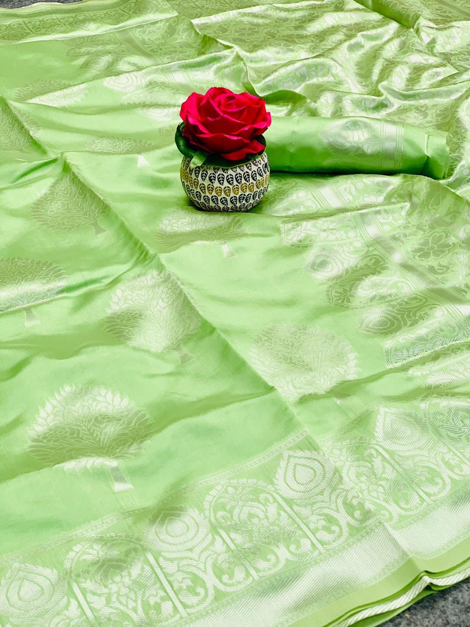 Ladies Designer Saree - Soft Silk With Elegant Silver Weaving, Multi Color Bollywood Style For All Seasons