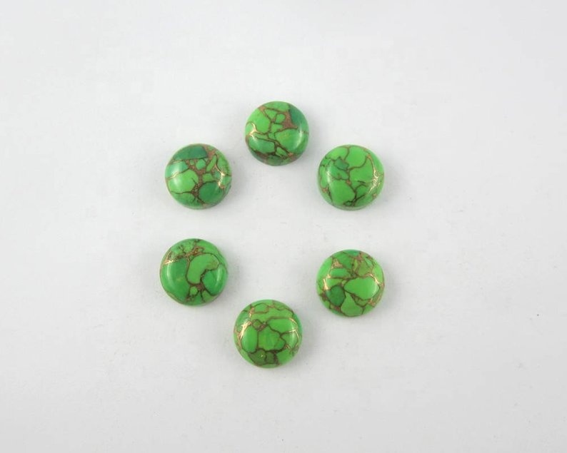 8mm Green Copper Turquoise Round Cabochon Loose Gemstones Grade: Aaa