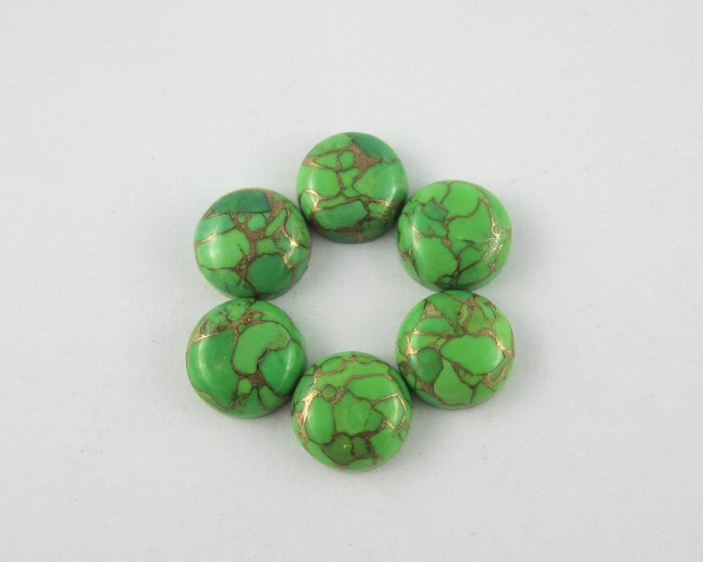 10mm Green Copper Turquoise Round Cabochon Loose Gemstones Grade: Aaa