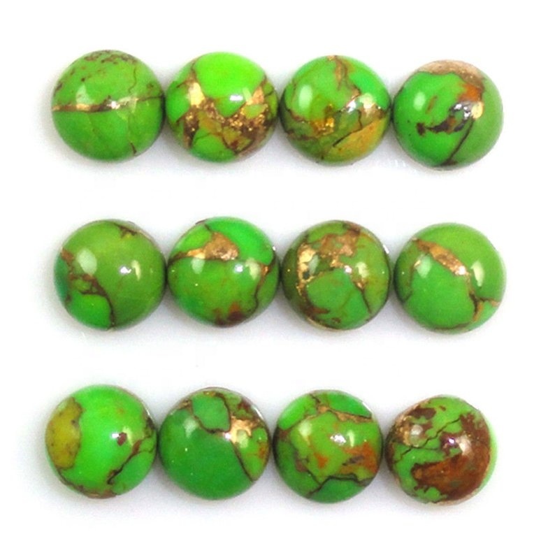 10mm Green Copper Turquoise Round Cabochon Loose Gemstones Grade: Aaa