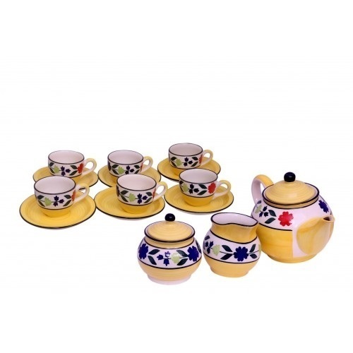 Printed Ceramic Tea Set - Color: Multicolour