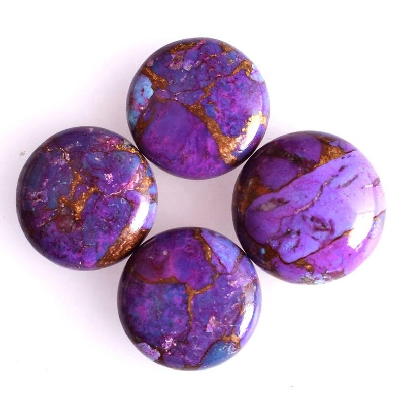 11mm Purple Copper Turquoise Round Cabochon Loose Gemstones Grade: Aaa