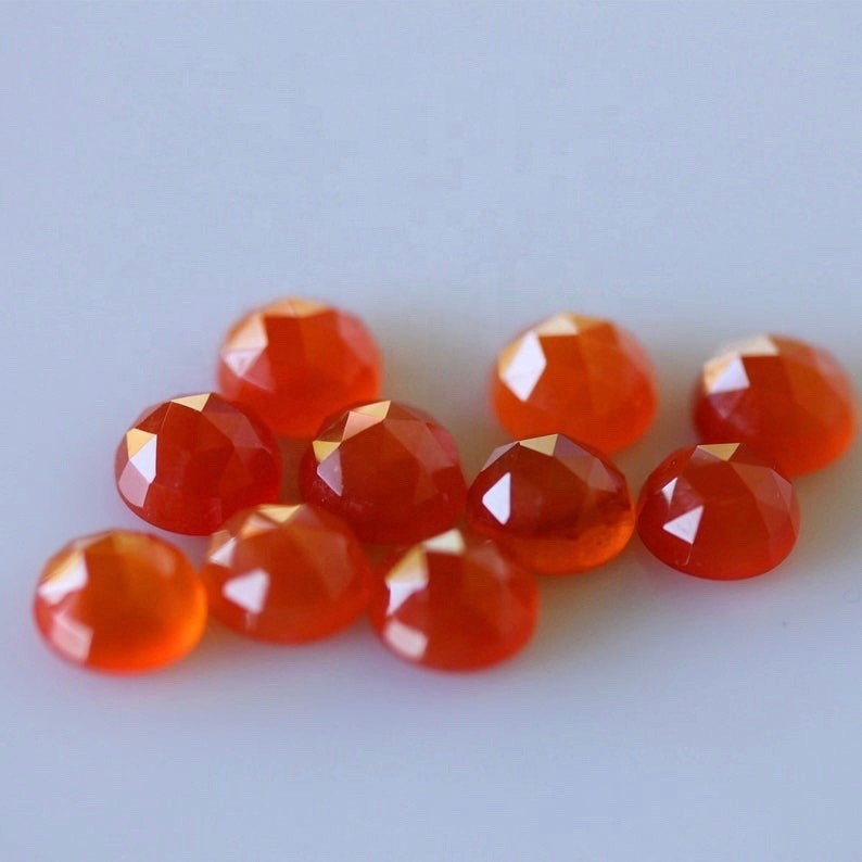 8mm Carnelian Rose Cut Round Loose Gemstones Grade: Aaa