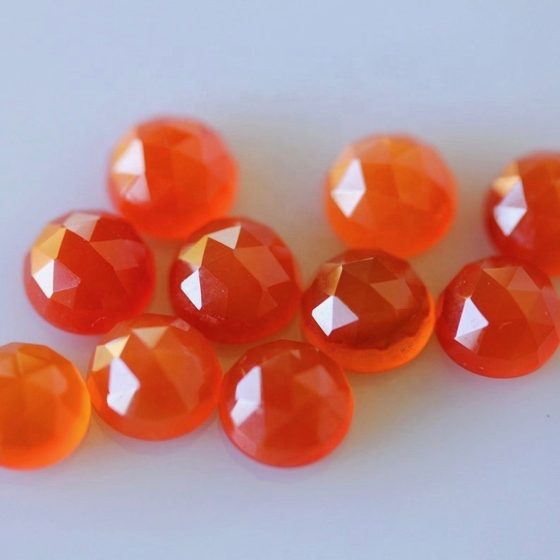 9mm Carnelian Rose Cut Round Loose Gemstones Grade: Aaa