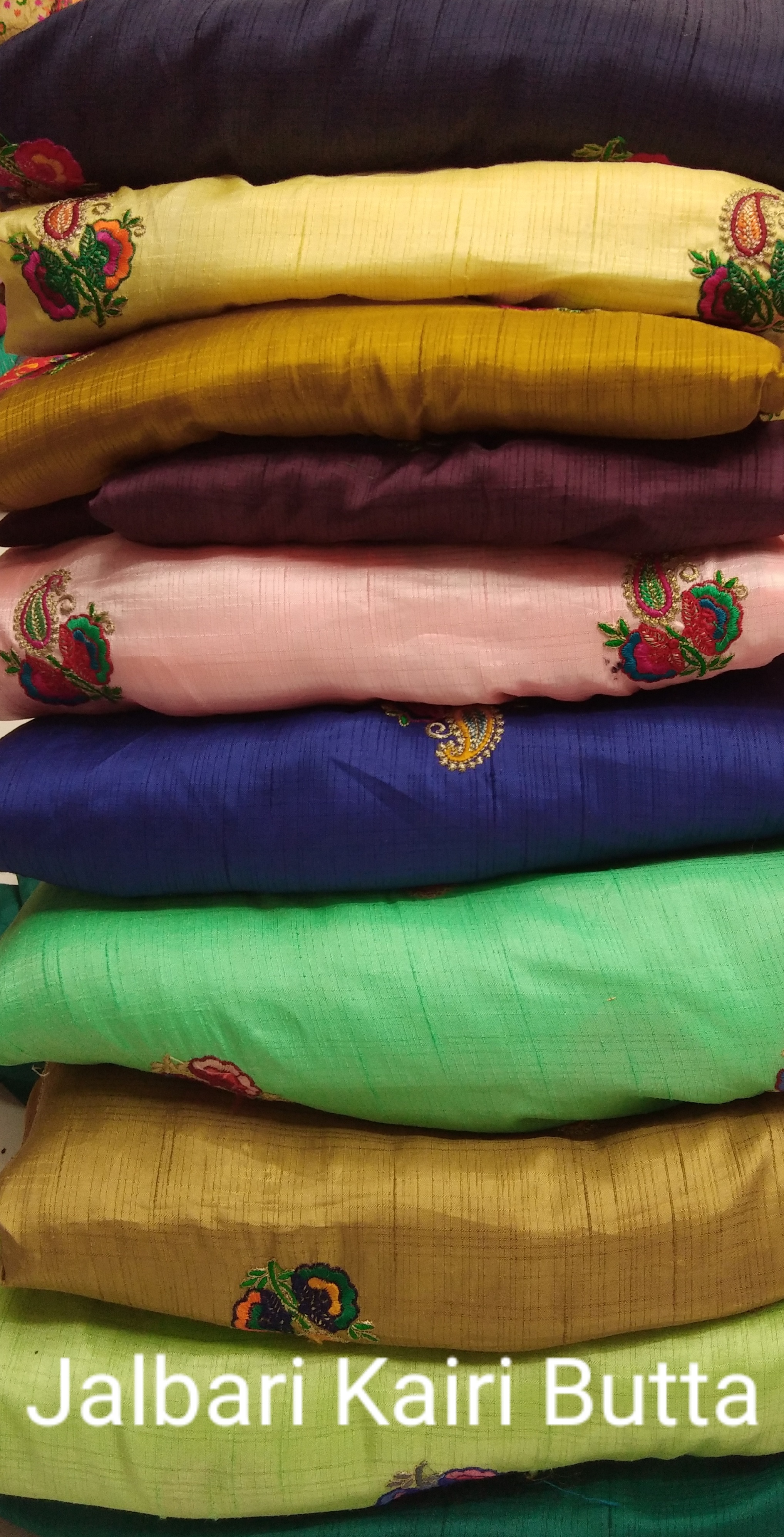 Jalbari Multi Embroidery - Embroidery Fabric 44" Width, 100 Cm Length | Available In All Light & Dark Colors, Washable, Multipurpose Use