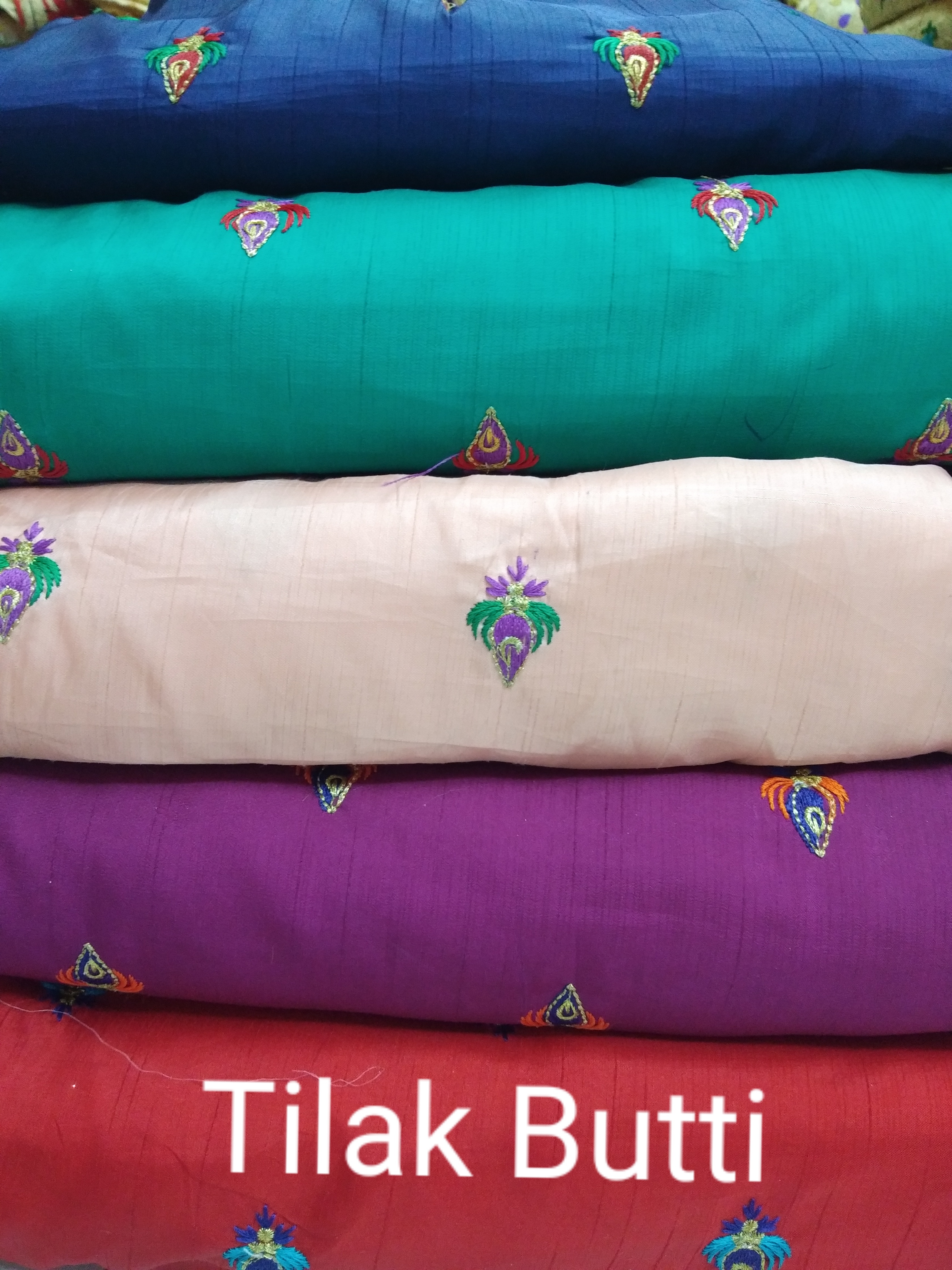 Jalbari Multi Embroidery - Embroidery Fabric 44" Width, 100 Cm Length | Available In All Light & Dark Colors, Washable, Multipurpose Use