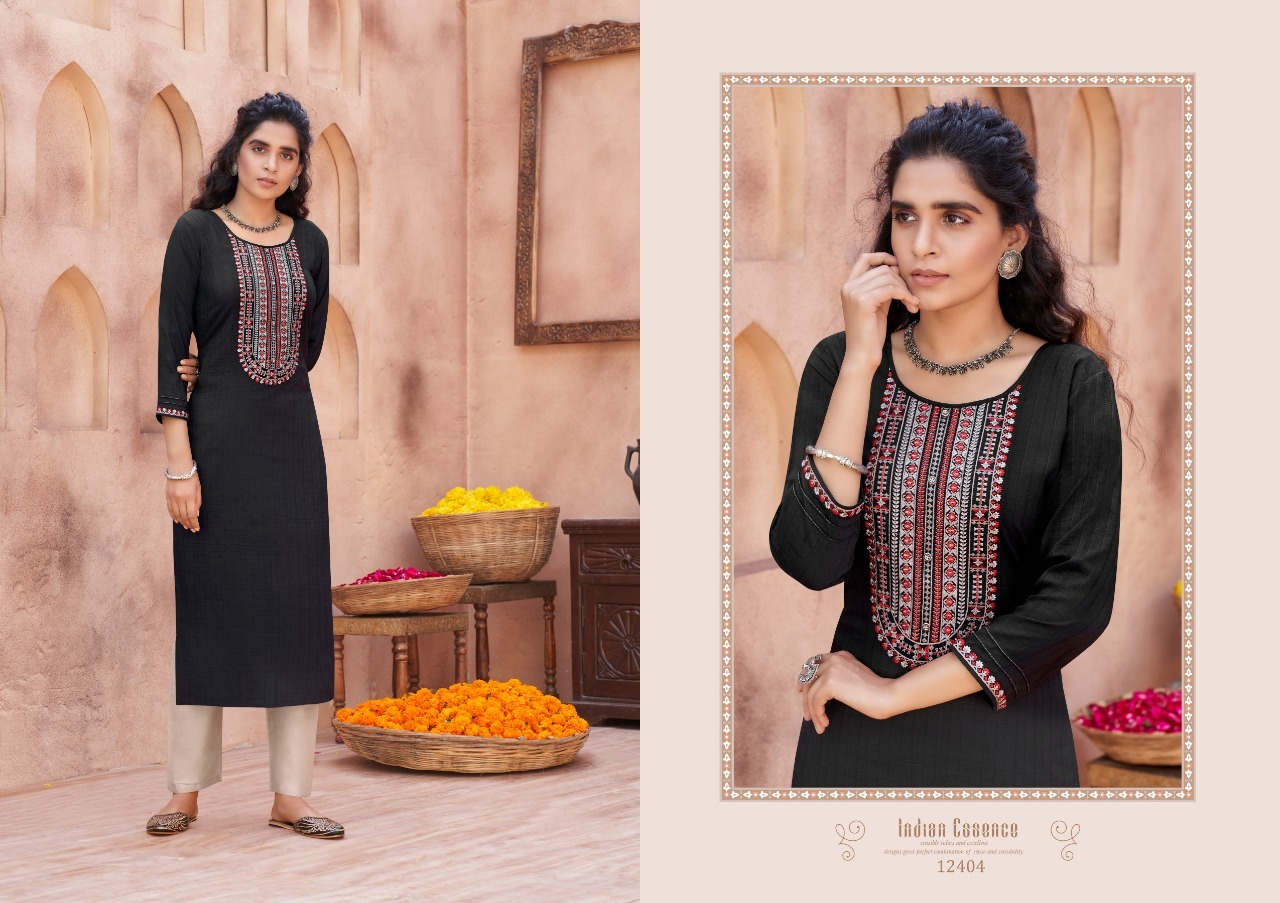 Multi Color Kalaroop Pili Vol 2 Linen With Work Fancy Kurti Catalog