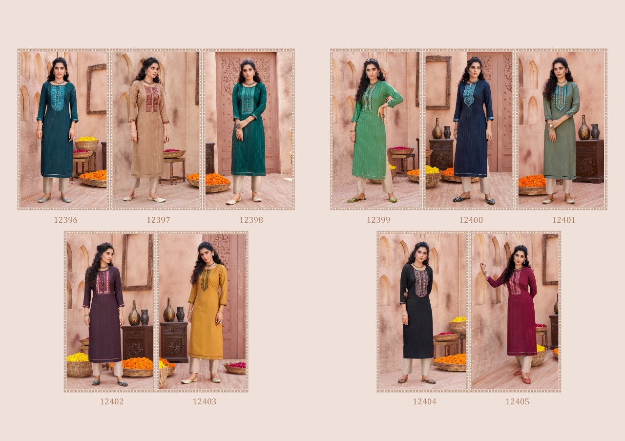 Multi Color Kalaroop Pili Vol 2 Linen With Work Fancy Kurti Catalog